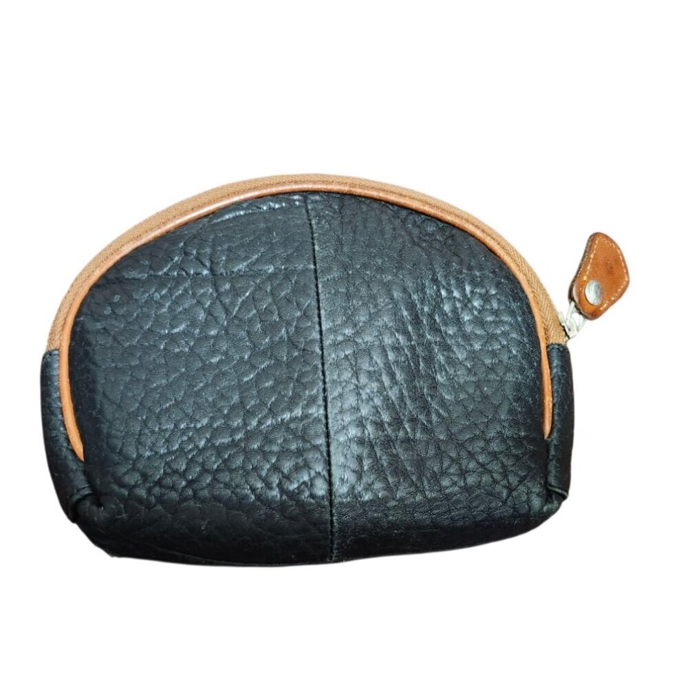 Vintage Dooney & Bourke Coin Purse Black Pebble Leather -Brown Leather Logo RARE - Picture 5 of 9
